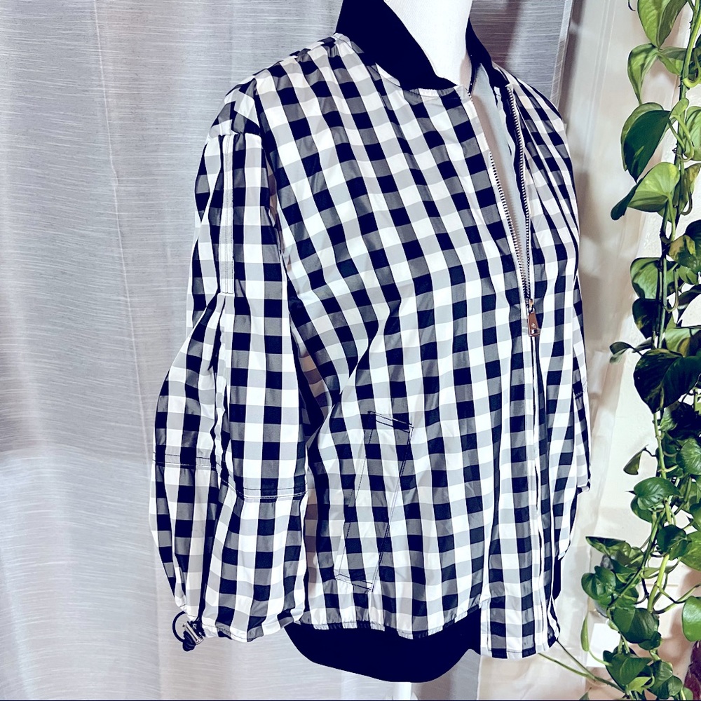 Lauren Ralph Lauren Gingham 3/4 Sleeve Lightweight Water Resistant Jacket Large - Picture 2 of 4